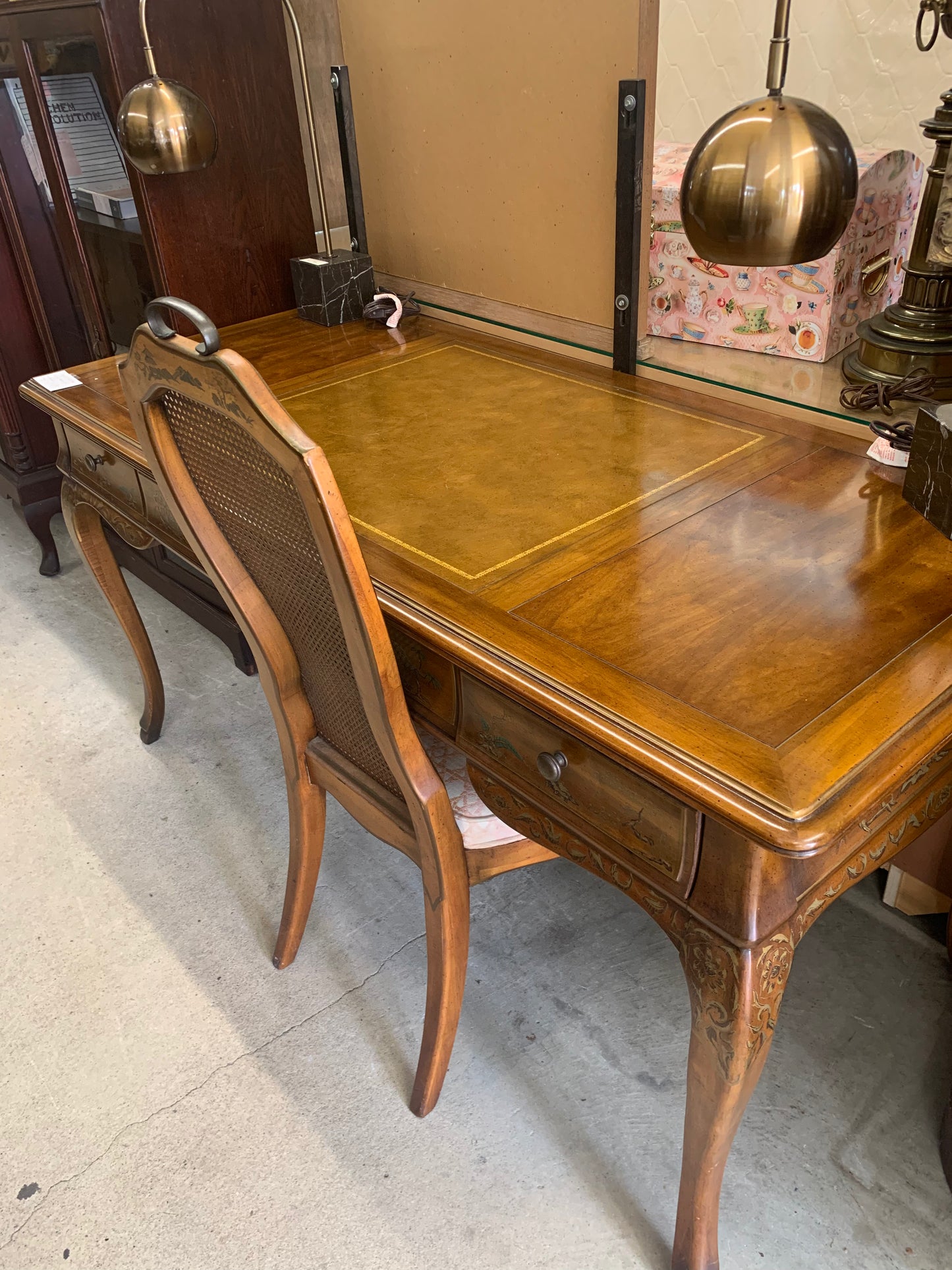 Vintage Drexel Heritage Hand-Painted Desk with Matching Chair