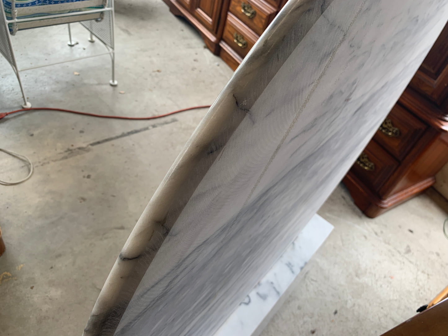 Large Hand-Painted Marble Disc on Carved Base – Asian Tiger & Calligraphy (48")