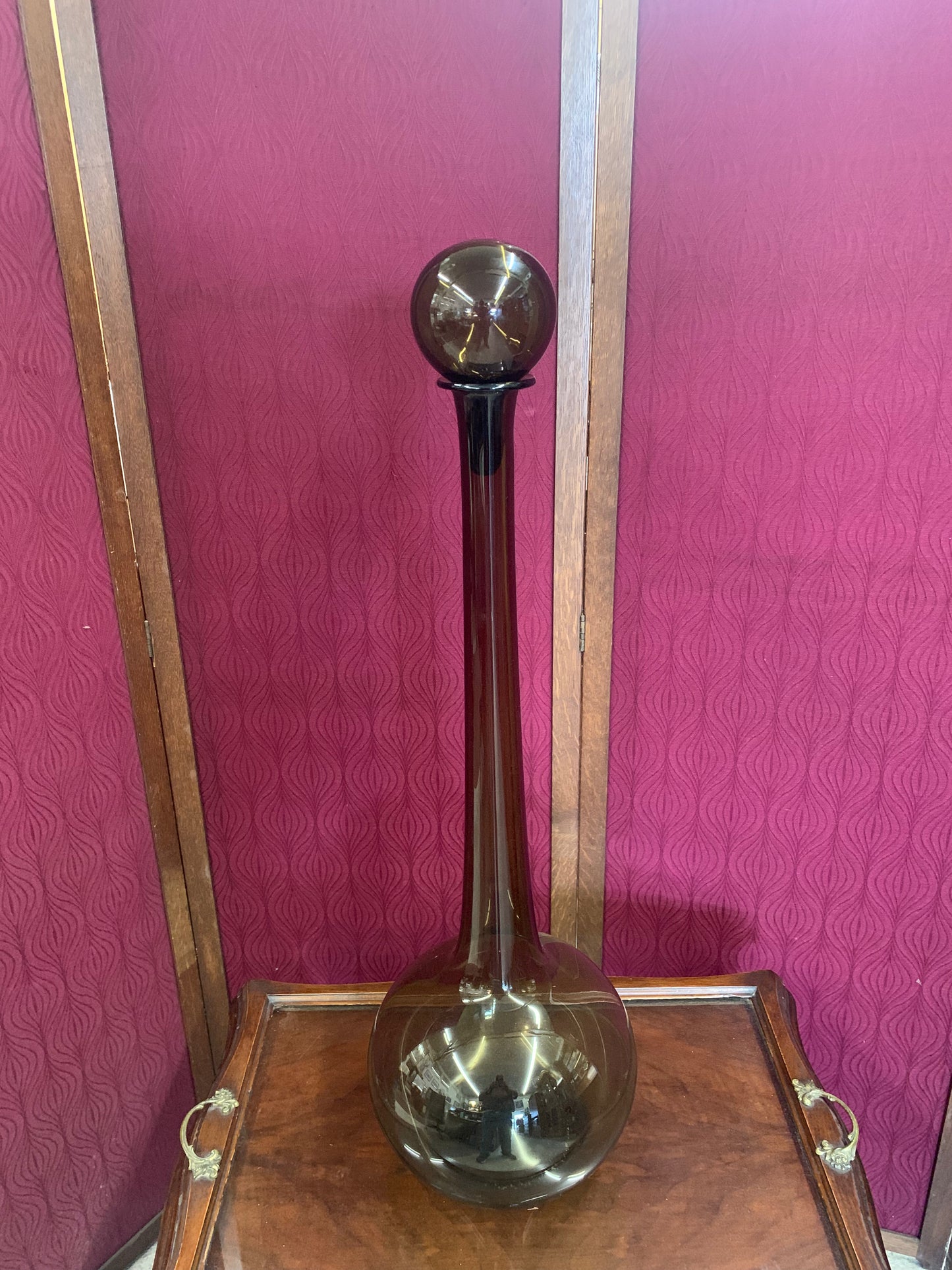 1970s Hand-Blown Art Glass Decanter with Stopper – Italian MCM Style