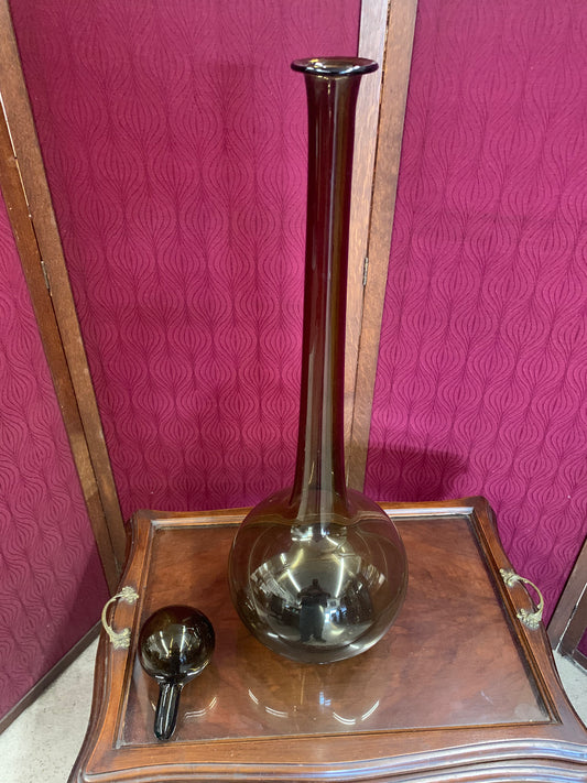 1970s Hand-Blown Art Glass Decanter with Stopper – Italian MCM Style