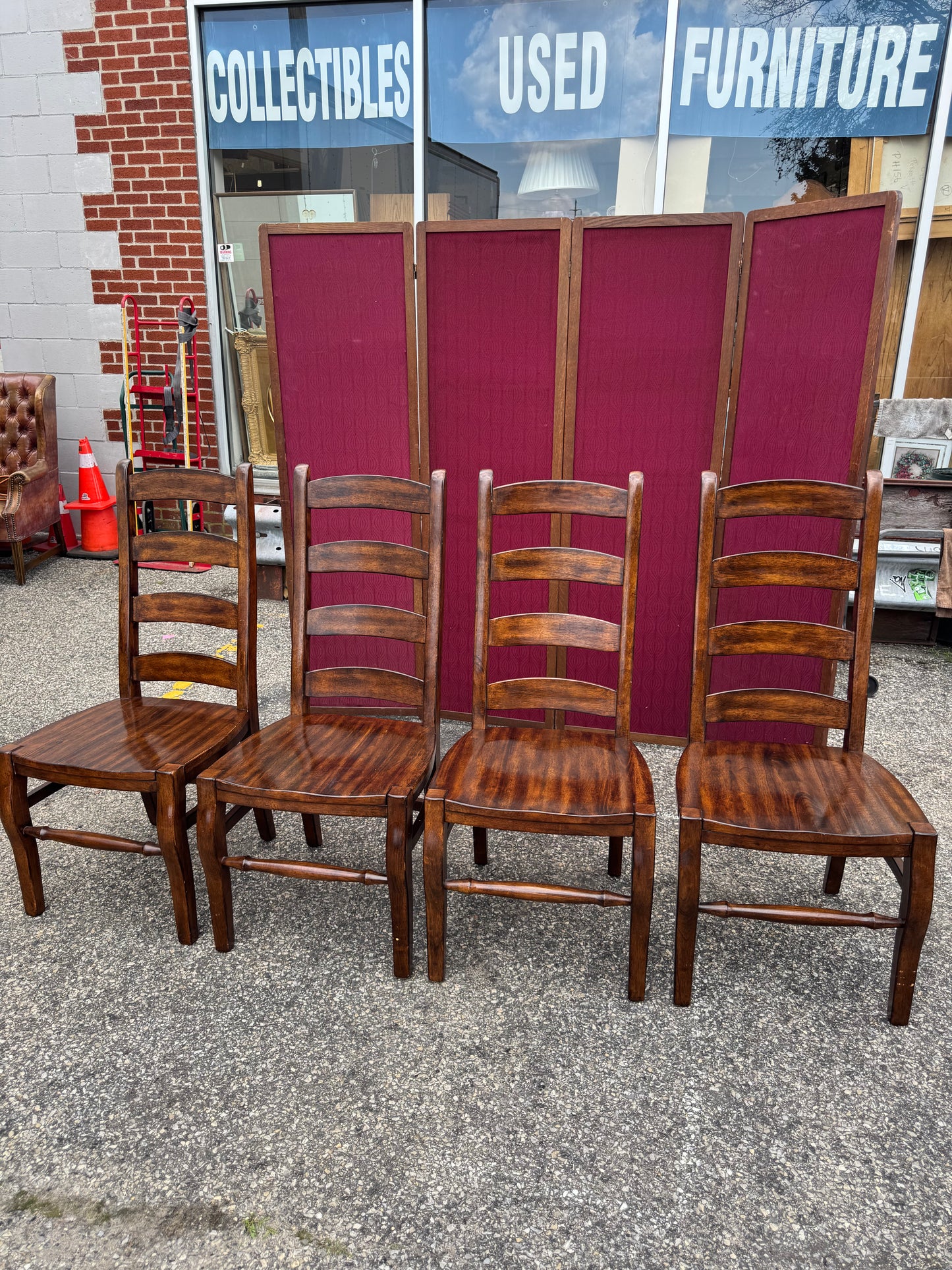 Four Pottery Barn Ladder Back Chairs
