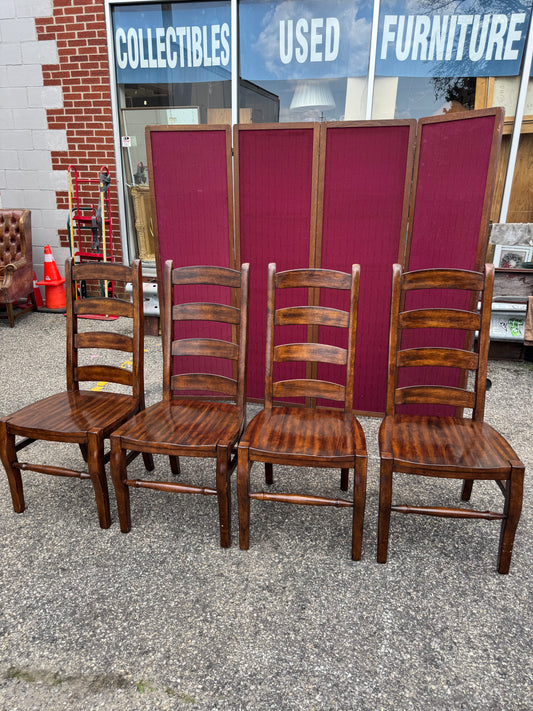 Four Pottery Barn Ladder Back Chairs