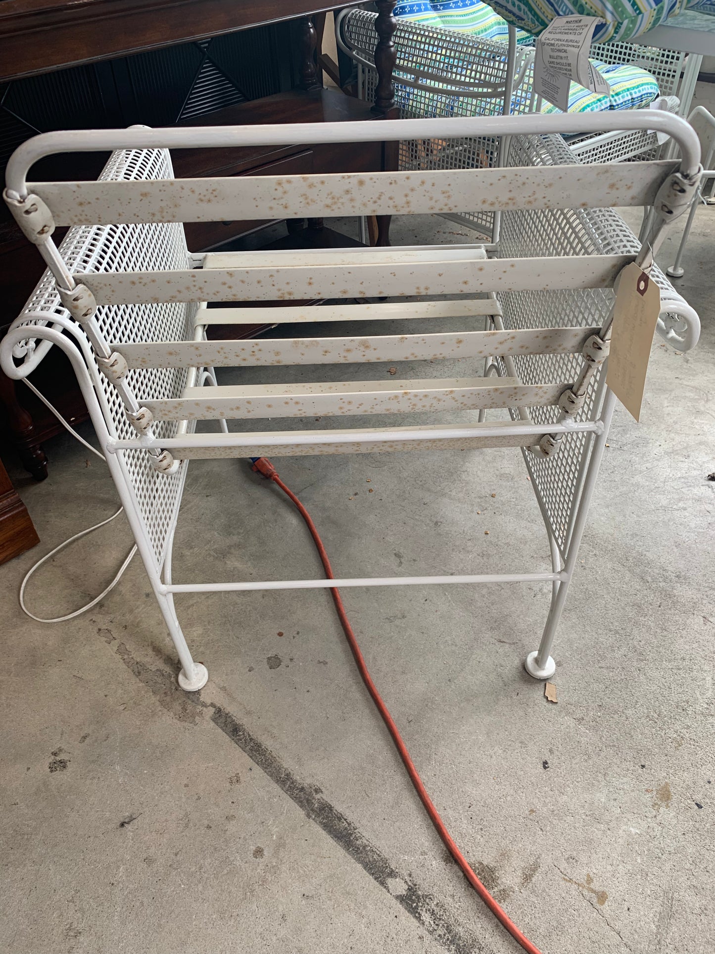 Russell Woodard Mid-Century Modern Outdoor Table & 4 Chairs Set – White Wrought Iron (1960s)