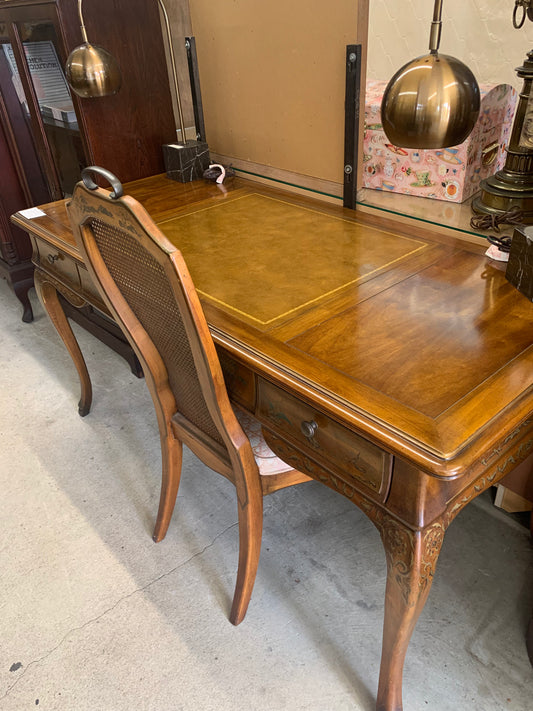 Vintage Drexel Heritage Hand-Painted Desk with Matching Chair