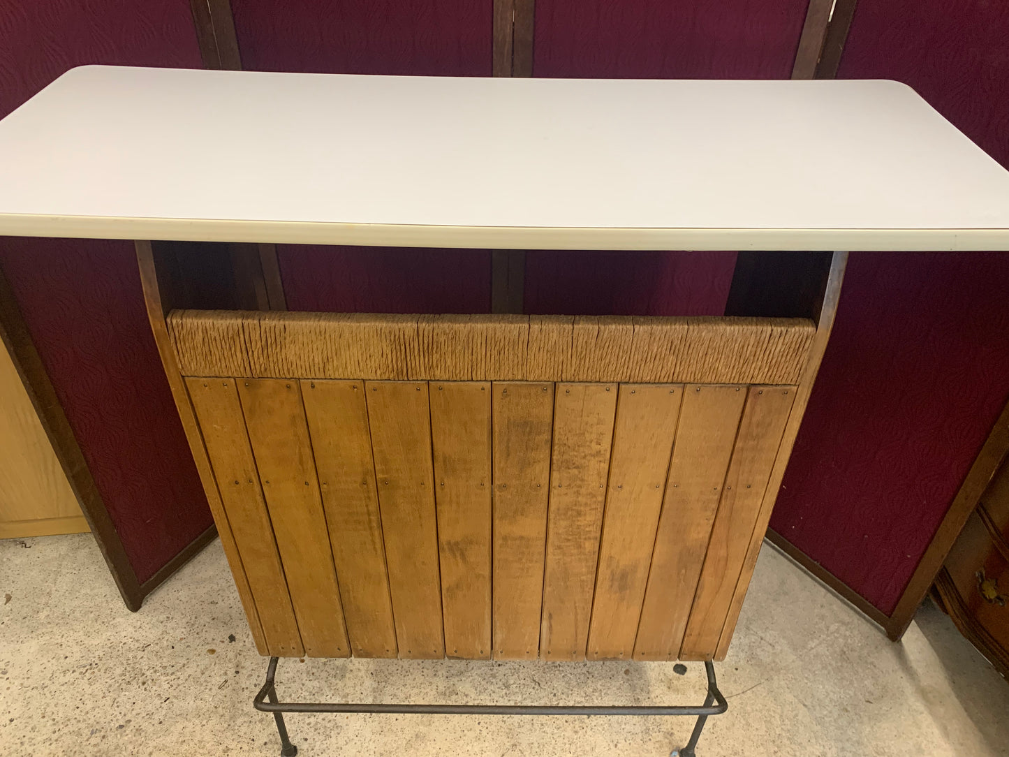 Mid-Century Modern Bar Table Set with 2 Swivel Stools – Wood & Metal