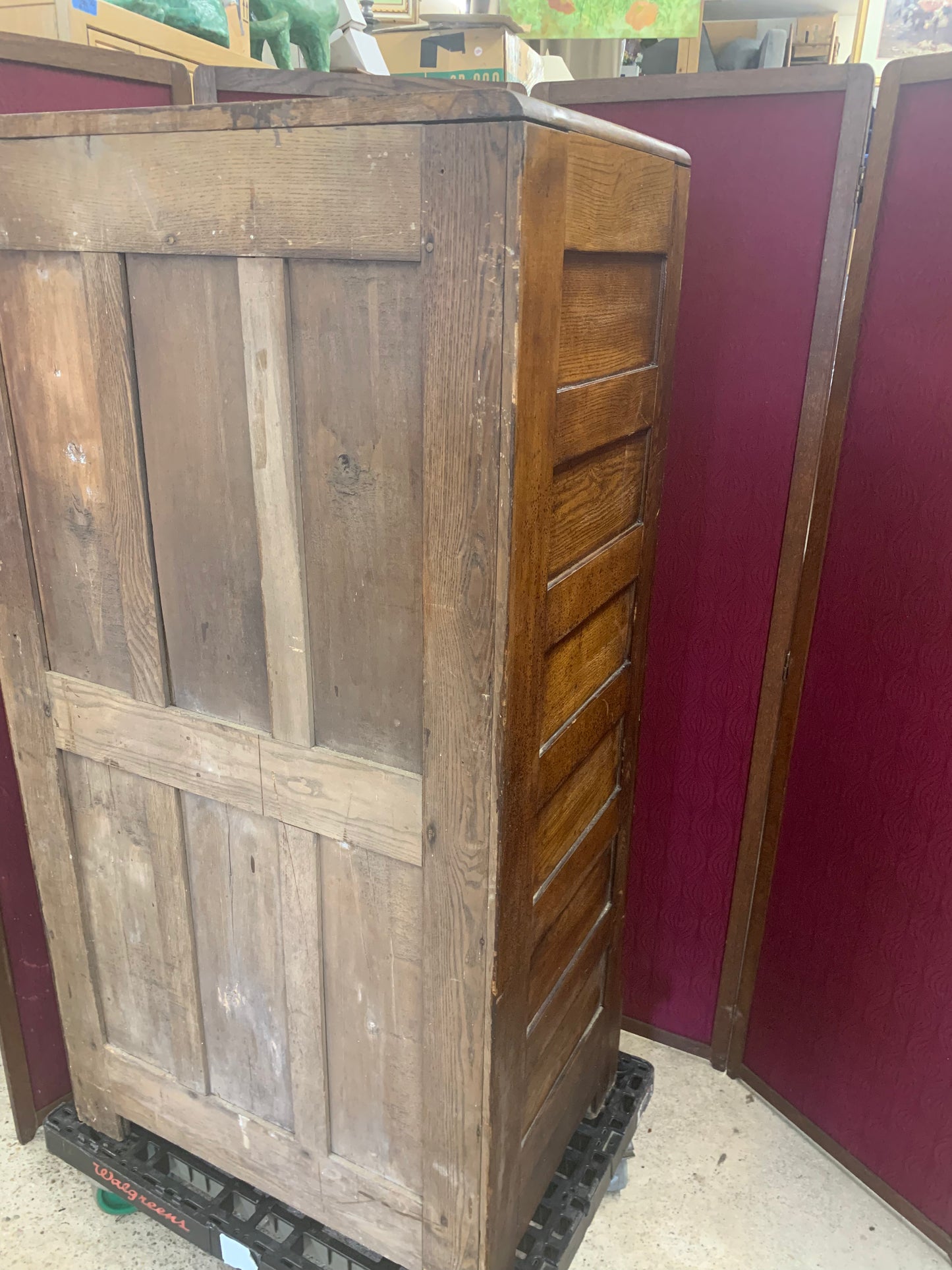 Antique Oak Ice Box Refrigerator – Early 1900s with Original Hardware