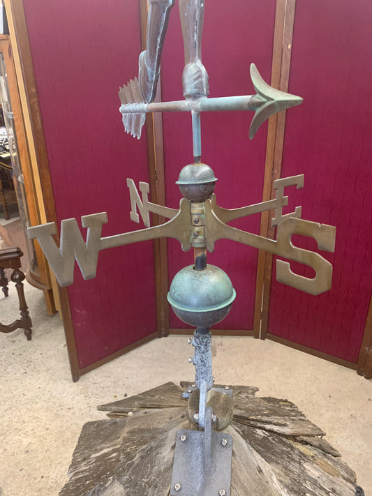 Vintage 1940s Solid Copper Golfer Weathervane – Patina Finish