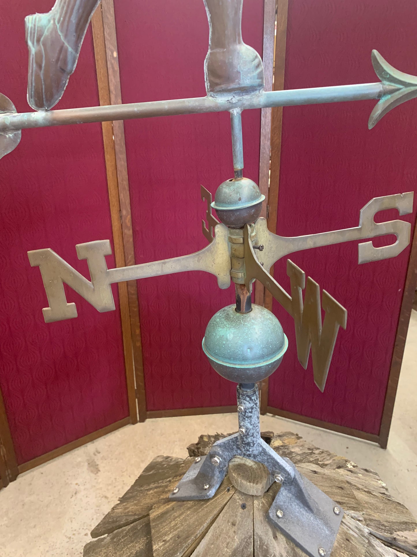 Vintage 1940s Solid Copper Golfer Weathervane – Patina Finish
