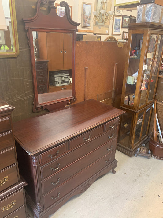 1940s Mahogany Chippendale Dresser & Mirror