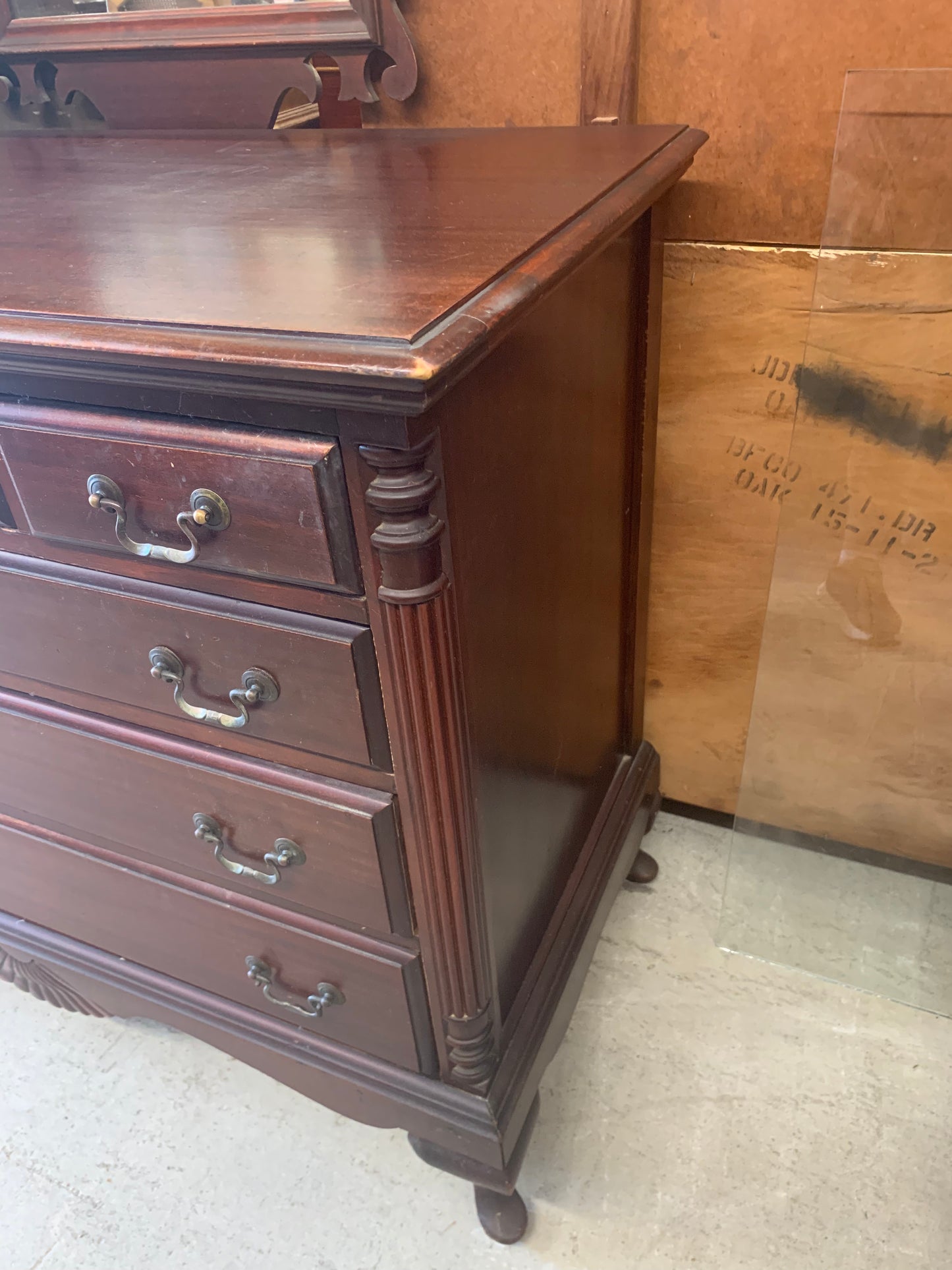 1940s Mahogany Chippendale Dresser & Mirror