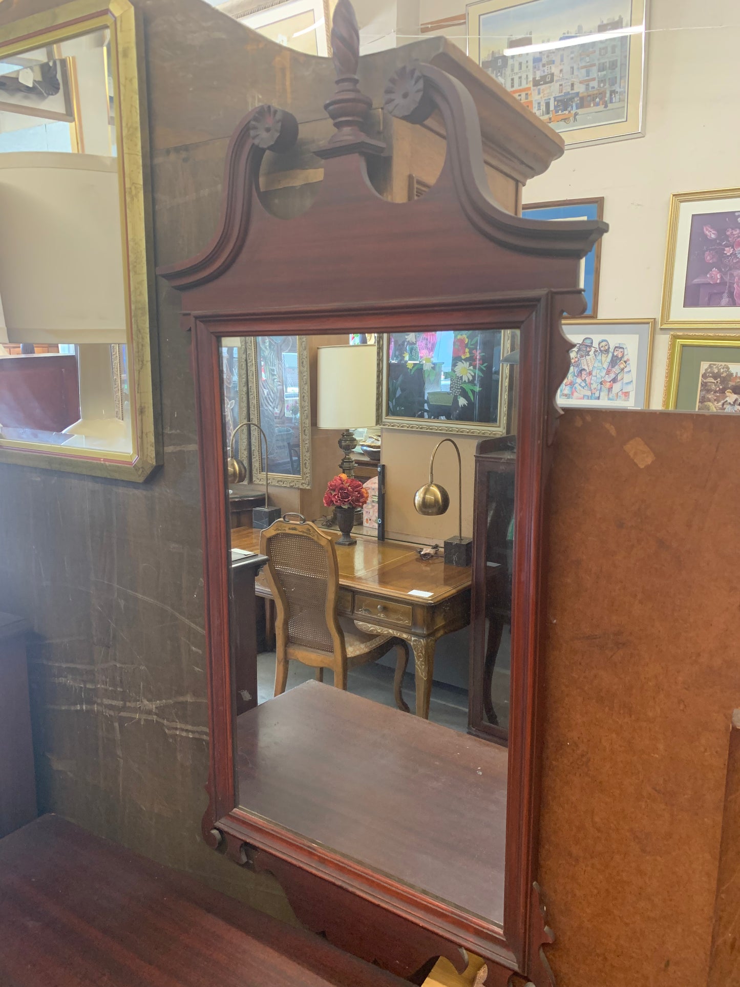 1940s Mahogany Chippendale Dresser & Mirror