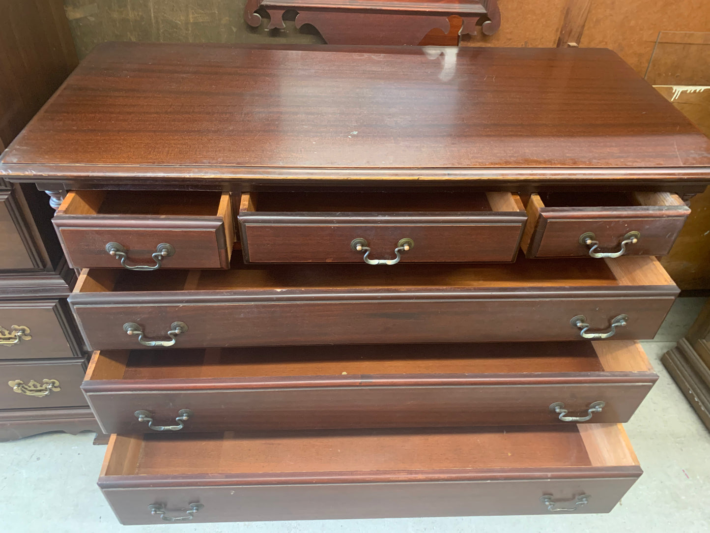 1940s Mahogany Chippendale Dresser & Mirror