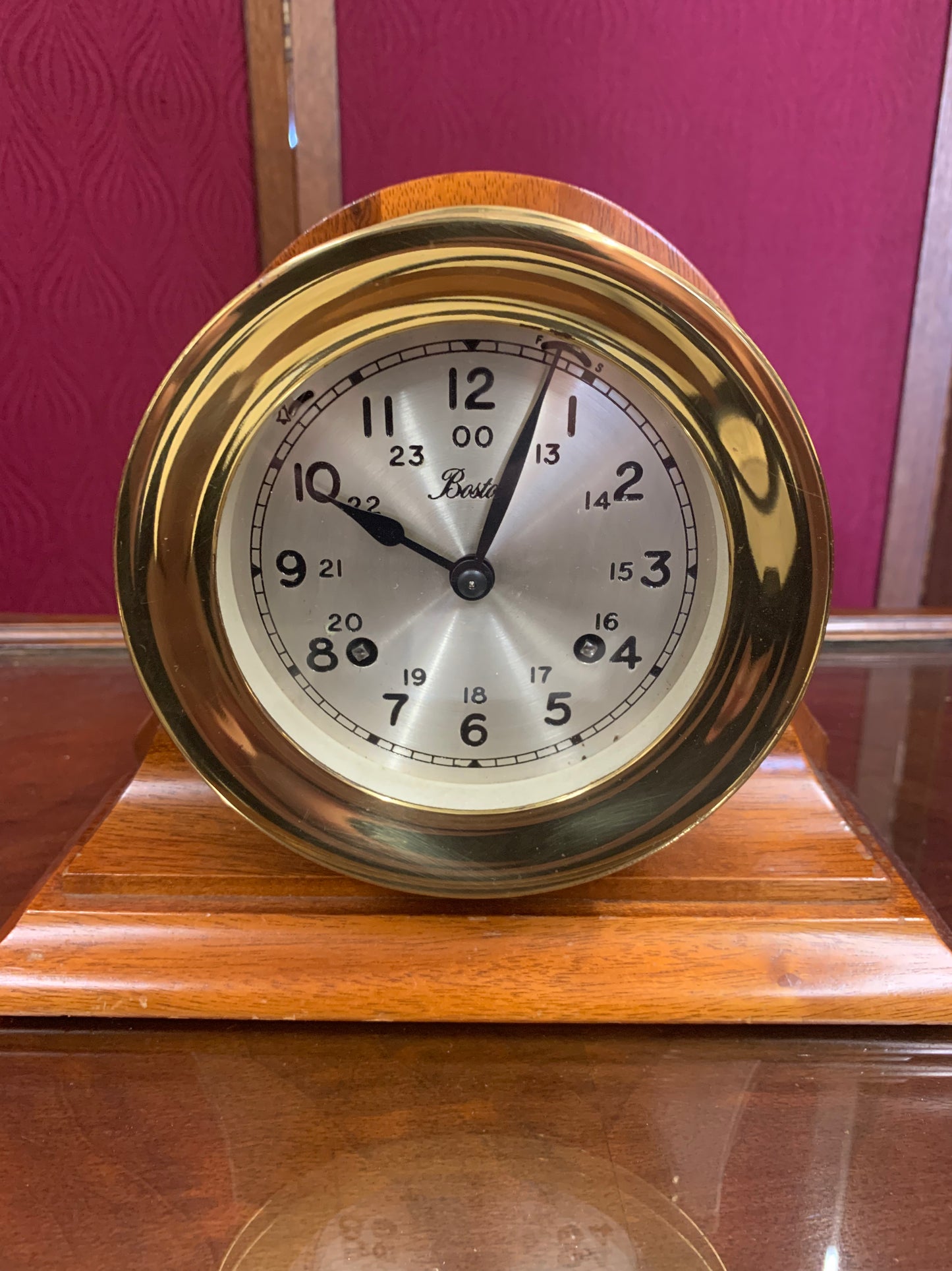 1979 Brass Maritime Ship’s Clock by Boston Clock Co. – Key Wound, Dual-Time, Chiming